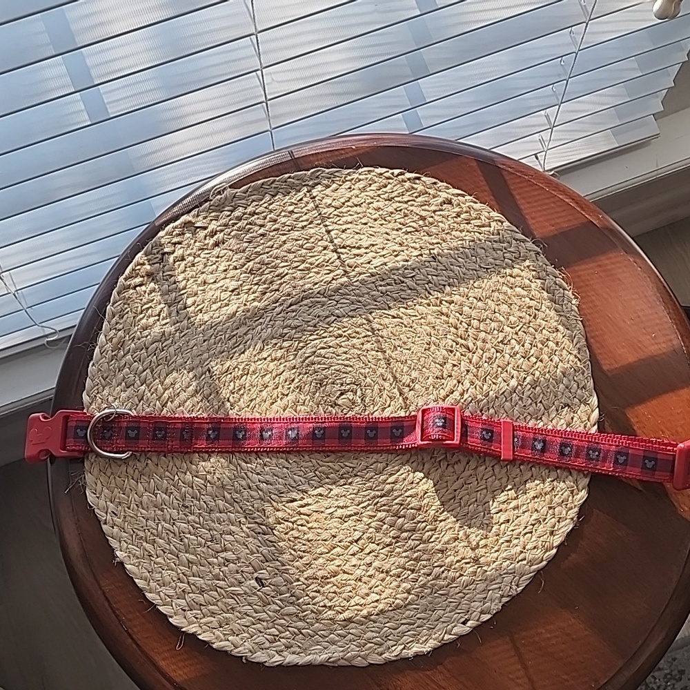 Disney red and black plaid Dog collar